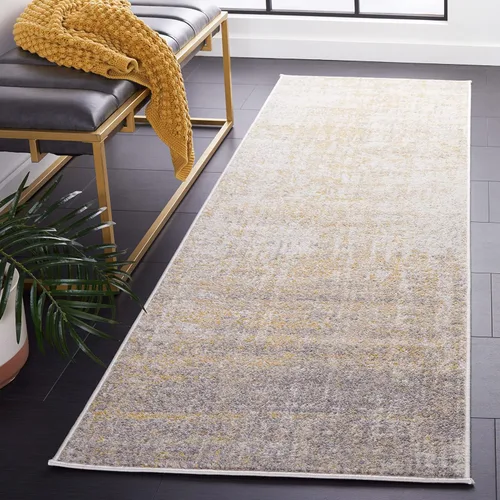 Vista 31 de SAFAVIEH Adirondack Collection - Alfombra de pasillo de 2 pies 1 pulgada x 8 pies, beige y pizarra, diseño abstracto moderno, no desprende pelusa