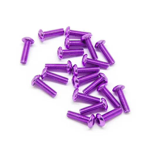 Vista 4 de 20pcs M3x10mm Tornillos de cabeza de botón 6063 Aluminio Hex Socket (colores anodizados) (negro)