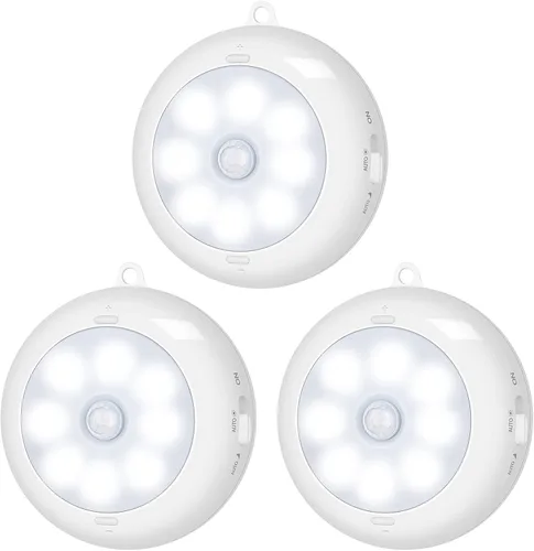 Vista 2 de Paquete de 3 36 luces LED para armario + paquete de 3 luces con sensor de movimiento AA-83 para interiores