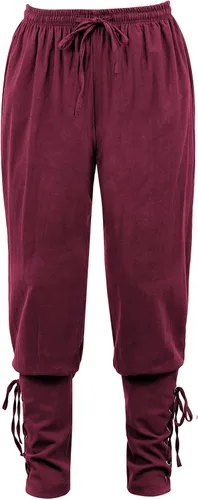 Vista 2 de Parlsdy Disfraz renacentista para hombre, pantalones vikingos, color marrón, mezcla moderna histórica, pantalones cargo talla XS, S, M, L, XL, 2XL