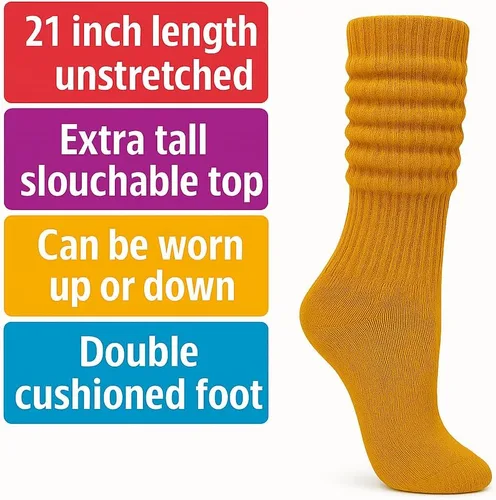 Vista 8 de AWSAmerican Made - Calcetines de algodón extralargos y sueltos para mujer, talla 9 a 11