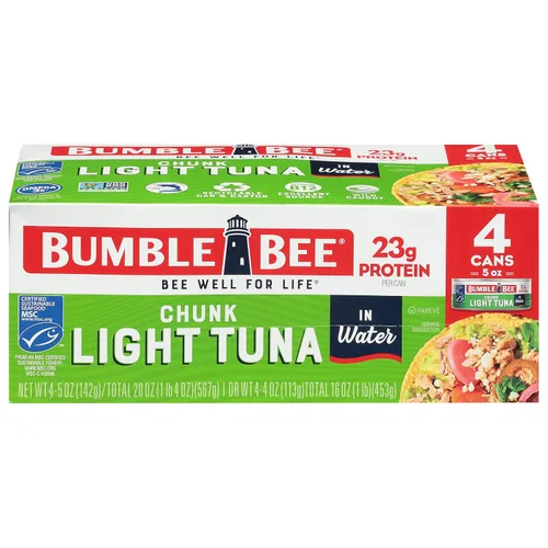 Vista 18 de Bumble Bee Atún Claro en Trozos en Aceite, Lata de 5 Onzas - Atún Listado Capturado Salvaje - 22g de Proteína por Porción - Mariscos Sostenibles
