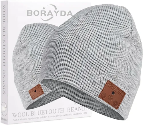 Vista 11 de BORAYDA Merino Wool Bluetooth Beanie, HD Stereo,30 Hours Play Time,Built-in Microphone, Men's/Women's Christmas Electronic Gift (Black)