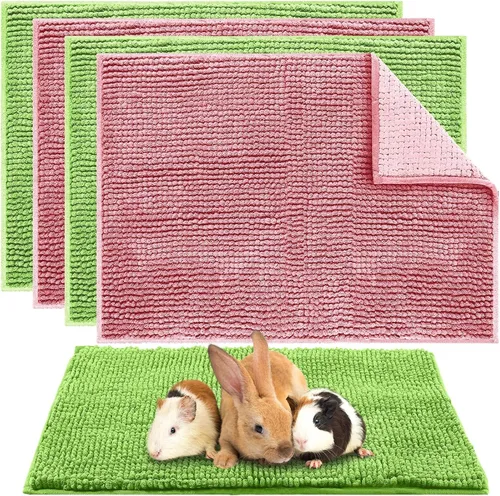 Vista 19 de Amylove 4 piezas de forro para jaula de conejillo de indias, ropa de cama para conejillo de indias, alfombrilla para puerta de perro para patas