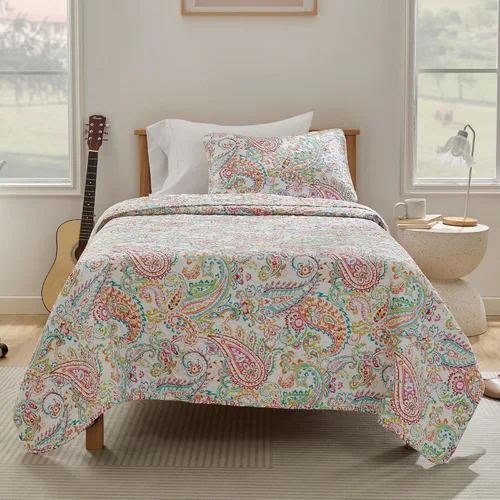 Vista 16 de SLEEP ZONE Juego de edredón estampado de 3 piezas, tamaño matrimonial/queen, juego de ropa de cama reversible ligero para todas las estaciones