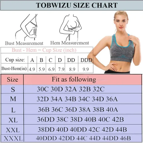 Vista 5 de TOBWIZU - Brasieres deportivos para mujer, soporte mediano, para yoga, gimnasio, ropa activa, brasier con bolsillo