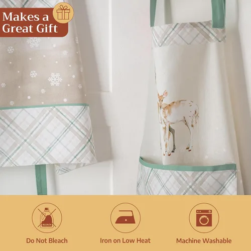 Vista 973 de Maison d' Hermine Delantales para mujer con bolsillo, 100% algodón (27.50 x 31.50 pulgadas)