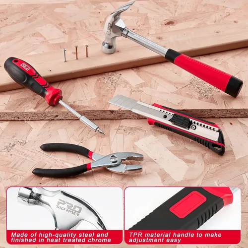 Vista 4 de Prostormer - Kit de herramientas de 93 piezas para reparaciones básicas del hogar con estuche de almacenamiento, pequeño kit de caja de herramientas