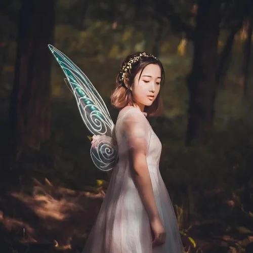 Vista 6 de Lulupia Alas de hadas blancas para adultos disfraz de hada de mariposa juego de alas de ángel con orejas de elfo para mujeres niñas y niños Blanco