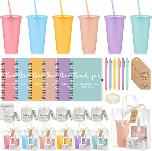 Vista 13 de Nuogo - Juego de 2 premios de ducha para padres para adultos, regalo de despedida de soltera, vaso de plástico, cuaderno con vela perfumada, bolsa