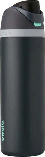 Vista 2 de Botella de agua aislada de acero inoxidable Owala FreeSip con pajita - 40 onzas, marea brumosa y funda de silicona, manga protectora antideslizante