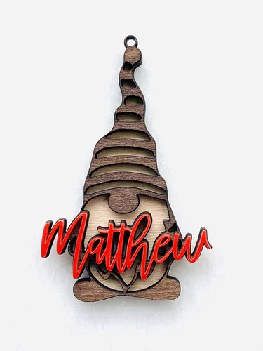 Vista 8 de Gnomos de Navidad personalizados, adorno de nombre personalizado, nombres cortados con láser, regalos para niños, Navidad 2025, decoraciones