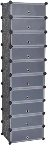 Vista 3 de Estilo moderno, zapatero, organizador de zapatos entrelazado con 10 compartimentos, zapatero independiente, armario de zapatos de entrada, armario