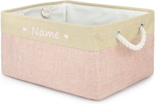 Vista 13 de Cesta plegable de almacenamiento de juguetes para perros y mascotas, fuente colorida personalizada, caja organizadora con nombre de mascota