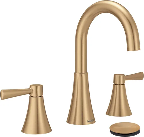 Vista 12 de Moen 84022BZG Ronan - Grifo de baño central de 2 manijas, color dorado Drenaje a presión