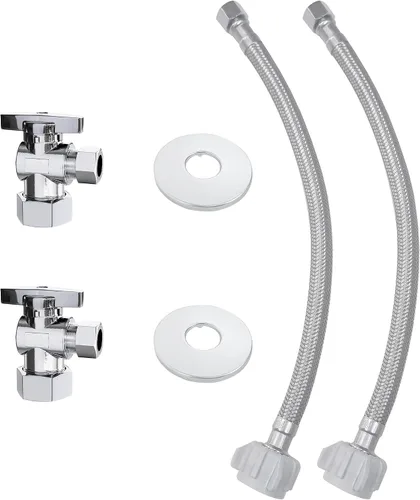 Vista 8 de VINTEX Kit de fontanería de conector de inodoro, válvula completa de inodoro con manguera de conector de inodoro de acero inoxidable de 12 pulgadas