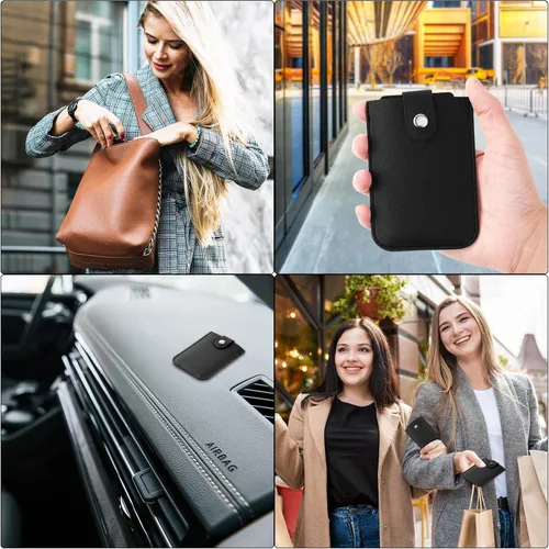 Vista 7 de Bewudy Cartera tipo extraíble para tarjetas de crédito, de cuero apilado, con bloqueo RFID, funda para tarjetas de crédito, múltiples ranuras