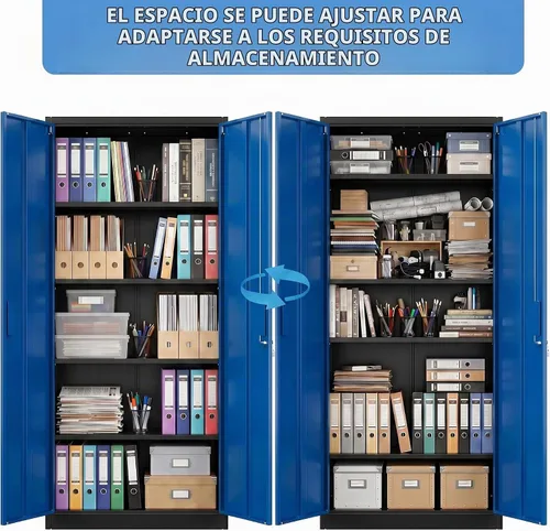 Vista 6 de Gabinete de almacenamiento de metal con cerradura de 71 pulgadas Negro y azul