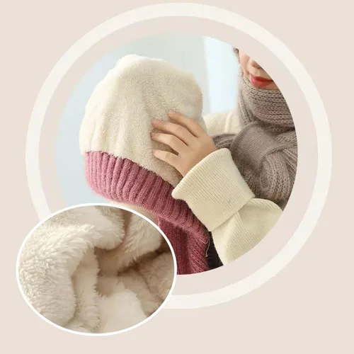 Vista 5 de Sumolux Protección integrada para los oídos a prueba de viento, bufanda elástica para tejer gruesa y cálida protección de oído unida de punto