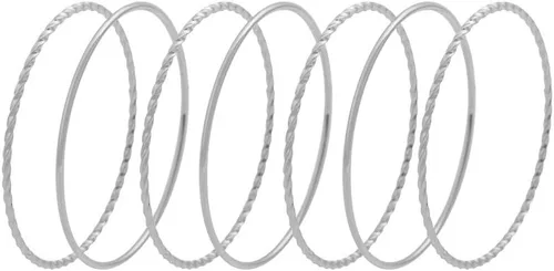 Vista 2 de Edforce Stainless Steel Pulsera trenzada fina y redonda apilable para mujer, juego de 7