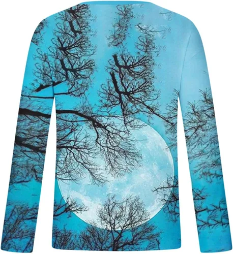 Vista 3 de Muscularfit Mens Shirts Long Sleeve Casual Landscape Print Graphic Tee Shirts Pullover Fitness Crewneck Sweatshirt Fashion