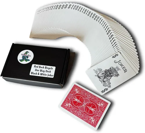 Vista 10 de Ted's Sterling Magic Bicicleta de corte de fábrica en blanco y negro Joker Trick Deck (azul fuerza unidireccional)
