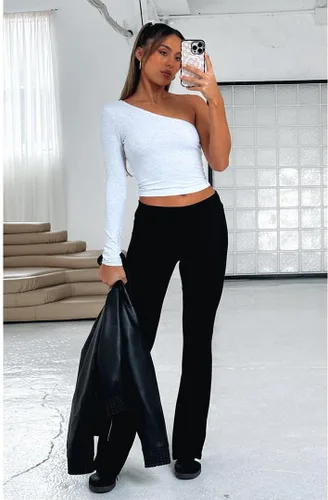 Vista 2 de Leggings acampanados para mujer, cintura elástica doblada, pantalones de yoga para entrenamiento, pantalones casuales ajustados con corte de bota