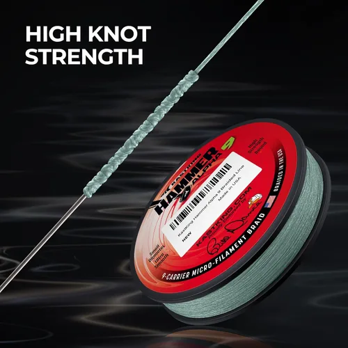 Vista 8 de KastKing Hammer Alpha 9 UHMWPE - Línea de pesca trenzada, fabricada en los Estados Unidos, fuerte y suave, redonda, 9 portadores, línea de pesca