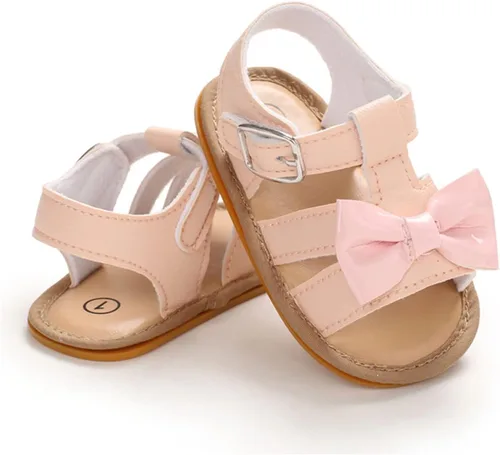 Vista 4 de LAFEGEN Sandalias de verano para bebé niña, suela suave antideslizante, correa en T, zapatos de vestir para cuna para niños pequeños de 3 a 18 meses