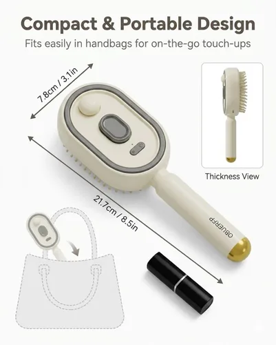 Vista 7 de Steam Hair Brush, 2 in 1 Electric Spray Detangling Comb, Hot Air Straightener and Flat Iron, Rechargeable Nano Mist Heated Salon Styling Tool, Anti
