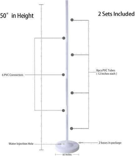 Vista 5 de LANGXUN Kit de arco de globos de mesa de 12 pies y 2 juegos de soporte de columna de globos de 50 pulgadas de alto para decoraciones de cumpleaños