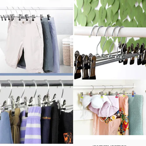 Vista 6 de EAVOQLB - Paquete de 10 ganchos portátiles de viaje con acabado cromado, clips ajustables, perchas para botas, ultra finos, ahorro de espacio