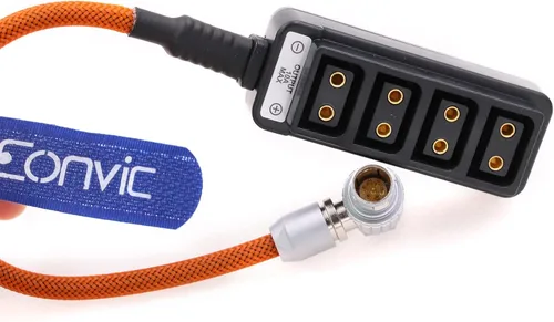 Vista 4 de EXT - Divisor divisor D-Tap de 7 pines a 4 puertos de 14.8 V con cable de alimentación trenzado para ARRI Alexa Mini (naranja, 7.9 in)