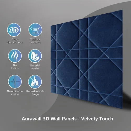 Vista 3 de Paneles de pared 3D de terciopelo para decoración de pared interior despegar y pegar, paneles de pared 3D con textura geométrica insonorizada