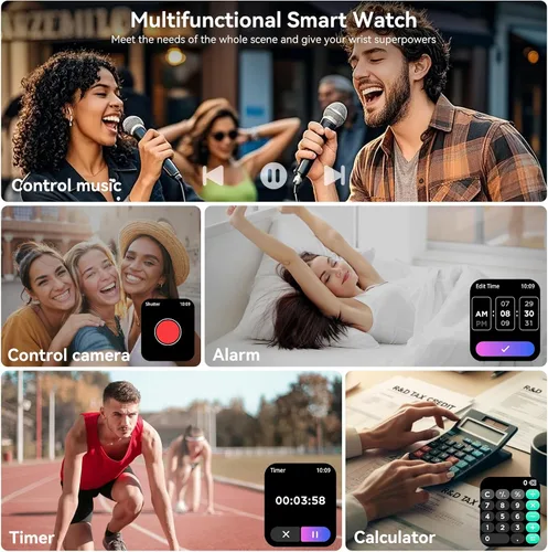 Vista 7 de Reloj inteligente para hombres/mujeres, Android e iOS, pantalla táctil HD de 1.83 pulgadas, reloj de fitness con llamadas Bluetooth estables