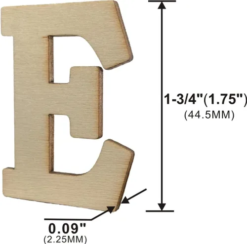 Vista 3 de 180 letras de madera de 1-3/4 pulgadas (1.75 pulgadas), números de madera con divisor rústico, letra en negrita, alfabeto de madera sin terminar