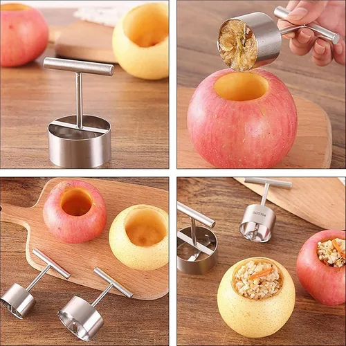 Vista 6 de Herramienta de cocina separadora de núcleo de pera de manzana, removedor de núcleo de pera de manzana de acero inoxidable, removedor de picaduras
