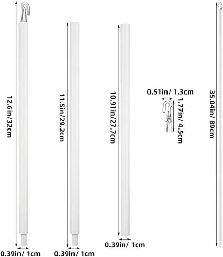 Vista 4 de HOMSFOU Varilla de repuesto para persianas con gancho, barra vertical desmontable para persianas de ventana, fácil de instalar, para hogar, oficina