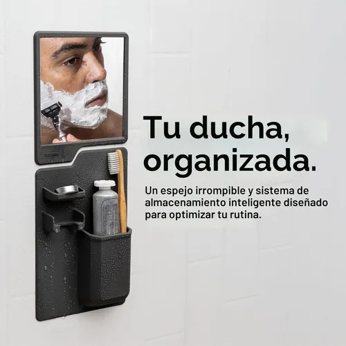 Vista 3 de TOOLETRIES Harvey & Oliver, Shower Organizer & Shaving Mirror - Charcoal