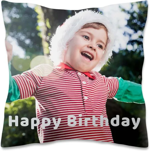Vista 10 de Almohada de fotos personalizada de 16 x 16 pulgadas, funda de almohada personalizada de doble cara con texto de imagen, funda decorativa suave
