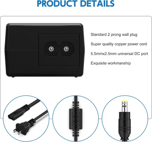 Vista 5 de Cable de alimentación con adaptador de CA de 12 V Compatible with EC Series, 35" 32" 30" 27" 24" 22" 20" 19" 15" 13.5", E225W E205W E248W Models
