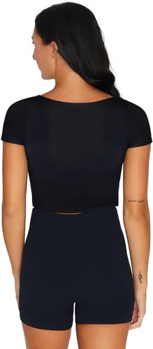 Vista 81 de Lojobands Camiseta corta ajustada para mujer, hecha en Estados Unidos, talla única
