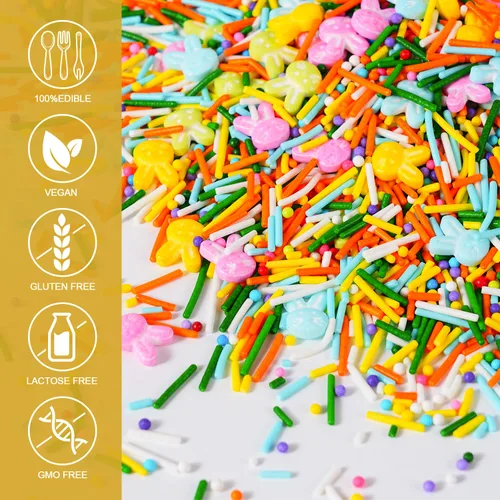 Vista 4 de Mezcla de gránulos de Pascua, 4.2 onzas comestibles de conejo, conejo, gránulos con pastel de primavera, chispas para hornear, suministros