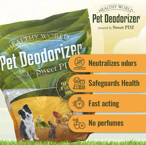Vista 5 de Sweet PDZ - Desodorizador para mascotas Healthy World - Aditivo para hábitat y caja de arena para mascotas - 3.5 libras