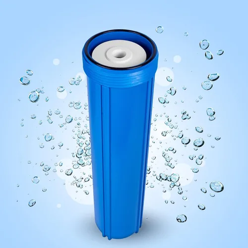 Vista 5 de Sistema purificador de filtro de agua azul de alta capacidad de 20 x 4.5 pulgadas para toda la casa con botón de alivio de presión, puerto de latón