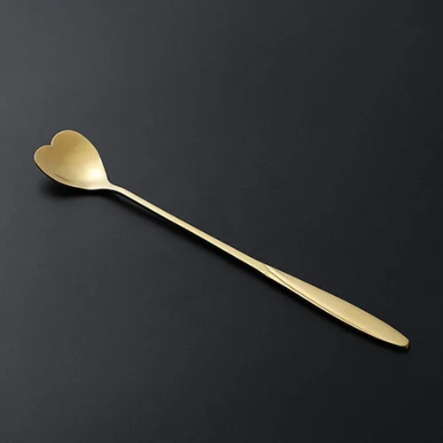Vista 2 de Cucharas de acero inoxidable 304 para café, té, postre, bebida, mezcla, batido, vajilla, paquete de 8 (8 piezas en forma de corazón dorado)