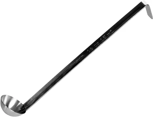 Vista 6 de TrueCraftware - Cucharón de acero inoxidable de 1 onza con mango largo con gancho, cuchara medidora pequeña de grado comercial para salsa de sopa