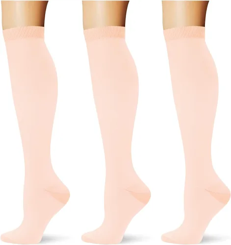 Vista 19 de (3 pares) Calcetines de compresión 20-30 mmHg, calcetines largos hasta la rodilla para mujeres y hombres, soporte atlético, para viajes y uso diario