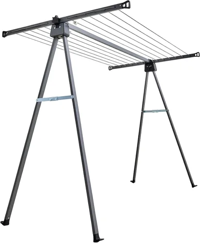 Vista 9 de JS HANGER Tendedero plegable para exteriores, de acero inoxidable resistente, secadora de ropa portátil plegable de 46 pies