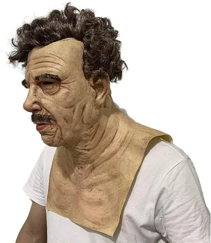 Vista 2 de Dan&Dre Disfraz de anciano de látex para Halloween, disfraz para mascarada, realista, talla única
